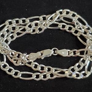 925 Italy Sterling Silver Unisex Figaro Chain Necklace 20” 14.5 grms